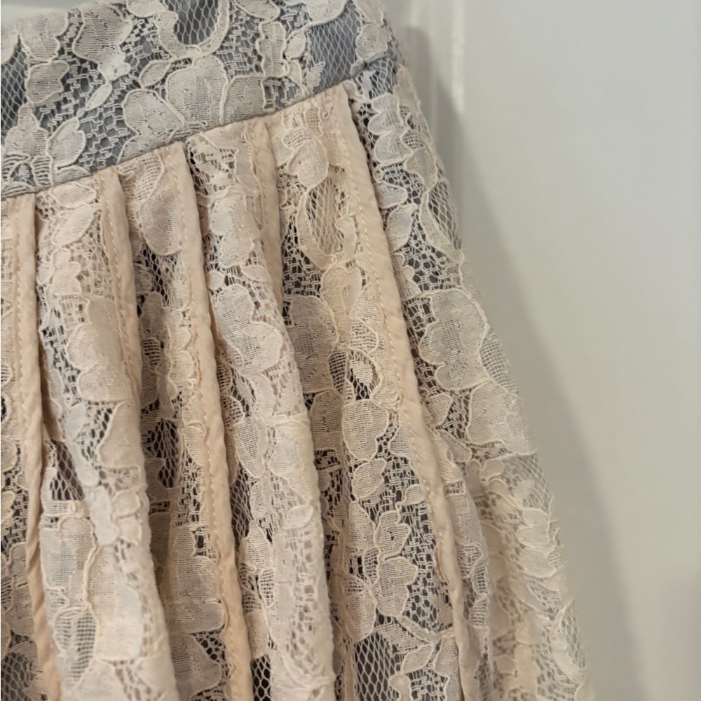 Sundance Ivory Lace Pleated Mini Skirt Cottagecore Romantic Feminine Size 8 - Picture 6 of 13